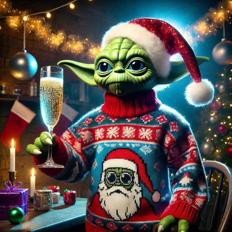 Alien Yoda Christmas Sweater Portrait thumbnail 5