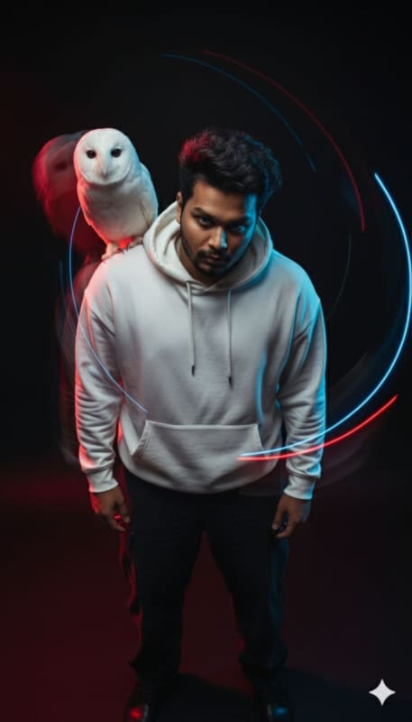 Neon Noir White Owl Fashion Portrait thumbnail 5