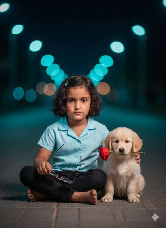 Adorable Girl with Puppy Portrait - 8K Ultra-Realistic thumbnail 2