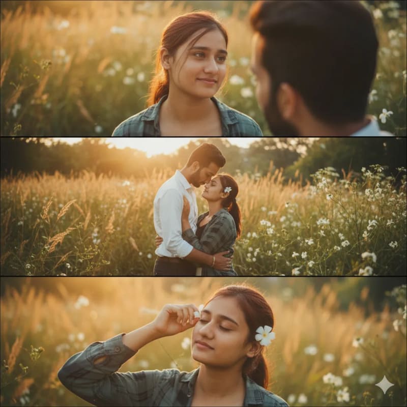 Golden Hour Garden Romance: Triptych Photography Prompt thumbnail 2