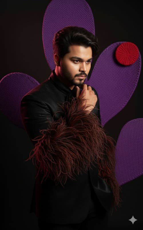 High Fashion Portrait with Feathered Cuffs thumbnail 2