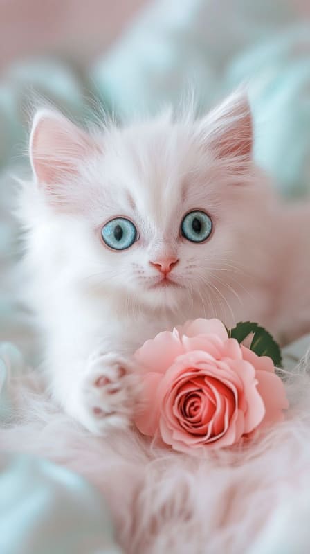 Kitten and Rose Hyperrealistic Pet Portrait - view 1