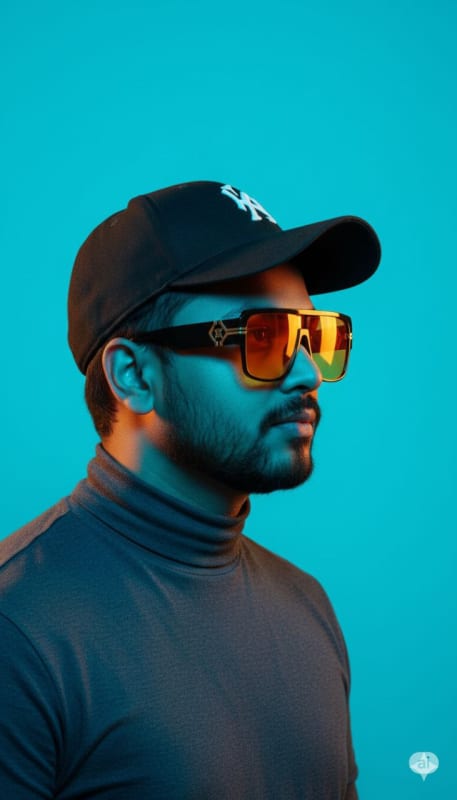 Vibrant Cyan Fashion Profile Portrait thumbnail 4