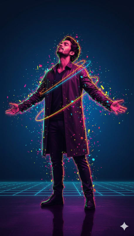 Neon Synthwave Disintegration Portrait thumbnail 2