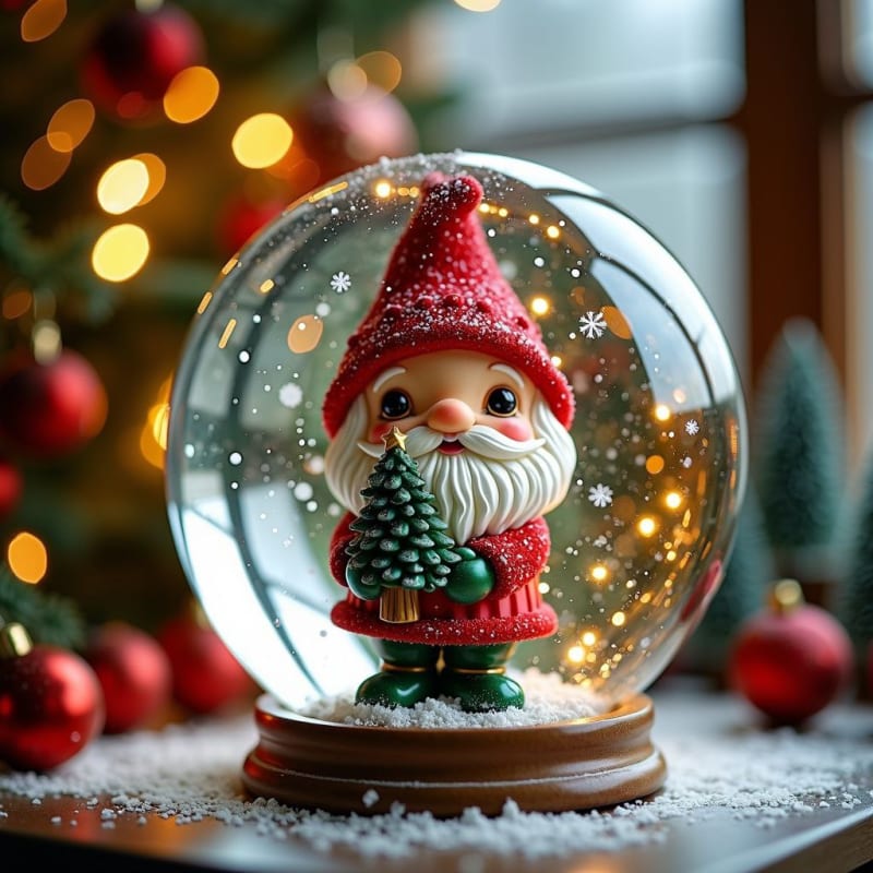 Enchanting Christmas Gnome Snow Globe Photography thumbnail 4