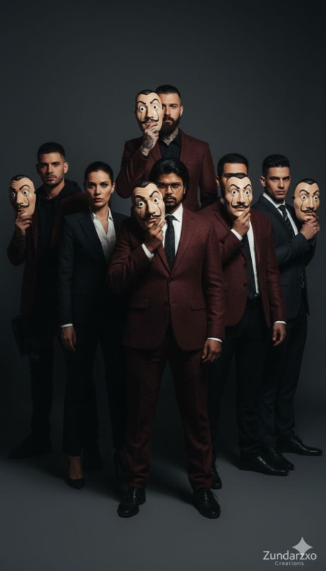 Cinematic Money Heist Portrait with Dali Mask thumbnail 4