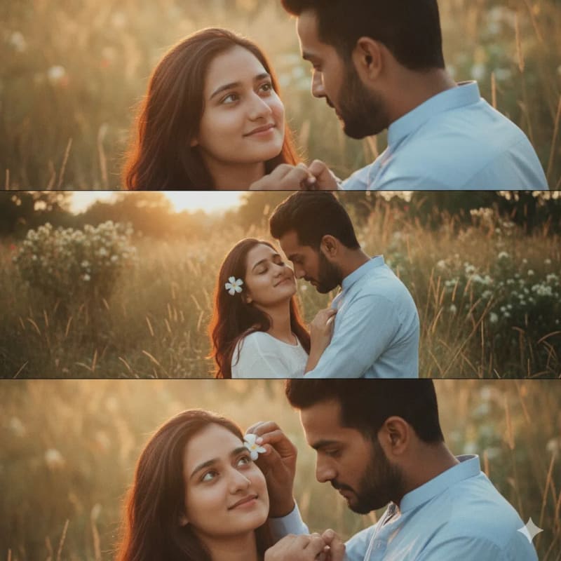 Golden Hour Garden Romance: Triptych Photography Prompt thumbnail 3