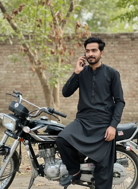 Pakistani Man with Motorcycle Portrait Photography - view 1