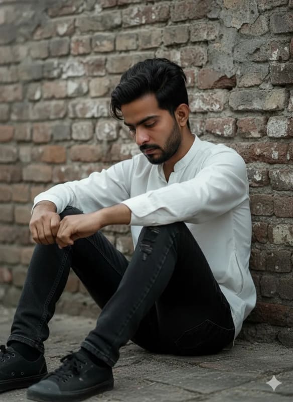 Heartbroken Boy Portrait: Emotional and Dramatic Scene - view 1
