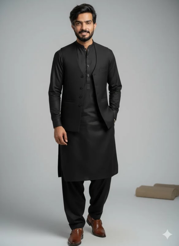 Stylish Man in Kameez Shalwar: 8K Ultra-Realistic Portrait - view 1