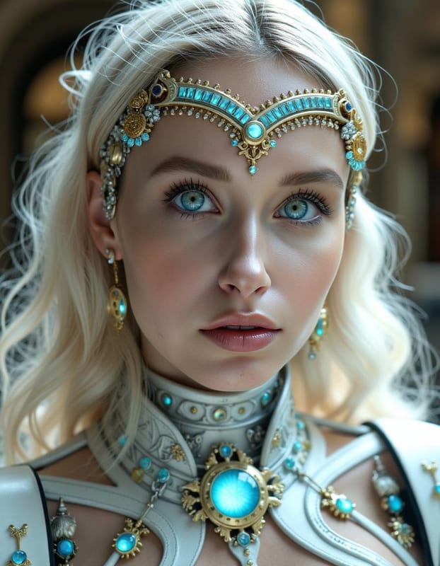 Futuristic Cybernetic Empress Portrait: AI Art Prompt thumbnail 2
