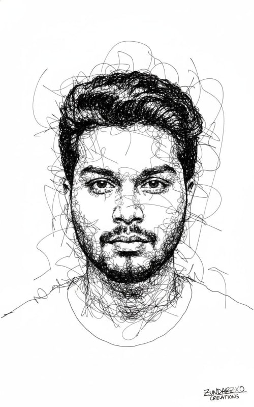 Abstract Scribble Art Face Transformation: AI Image Edit - view 1