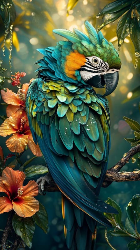 Vibrant Tropical Parrot Photorealistic Wildlife Photography thumbnail 3