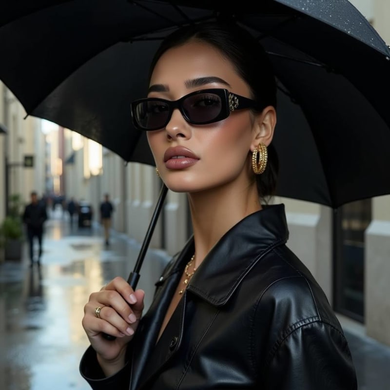 Rainy Day Editorial: Striking Woman in Urban Setting thumbnail 2
