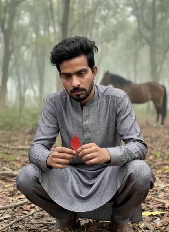 Cinematic Forest Portrait: Young Man's Melancholy thumbnail 3