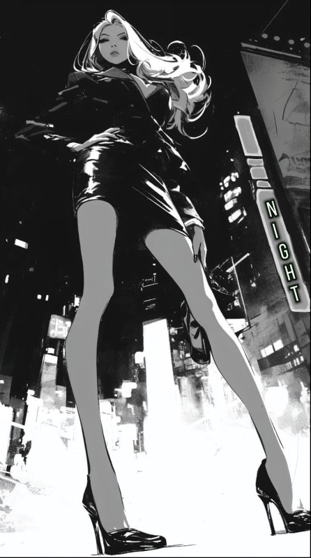 Elegant Fashion Model in Urban Setting: AI Art Prompt - view 1