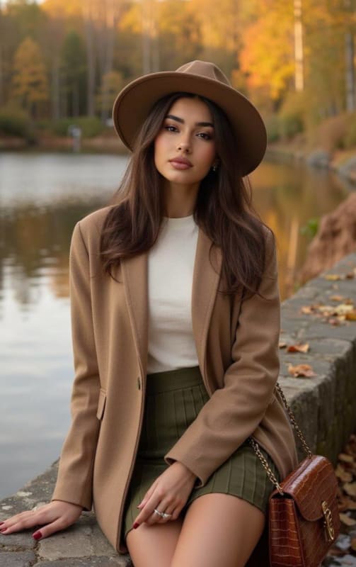 Autumn Elegance: Editorial Fashion Portrait in Nature - view 1
