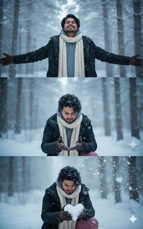 Emotional Winter Portrait Series in Snow-Covered Forest - view 1