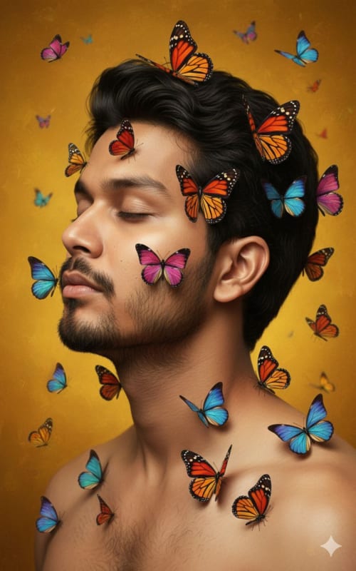 Hyperrealistic Portrait with Butterflies: A Cinematic Masterpiece thumbnail 2