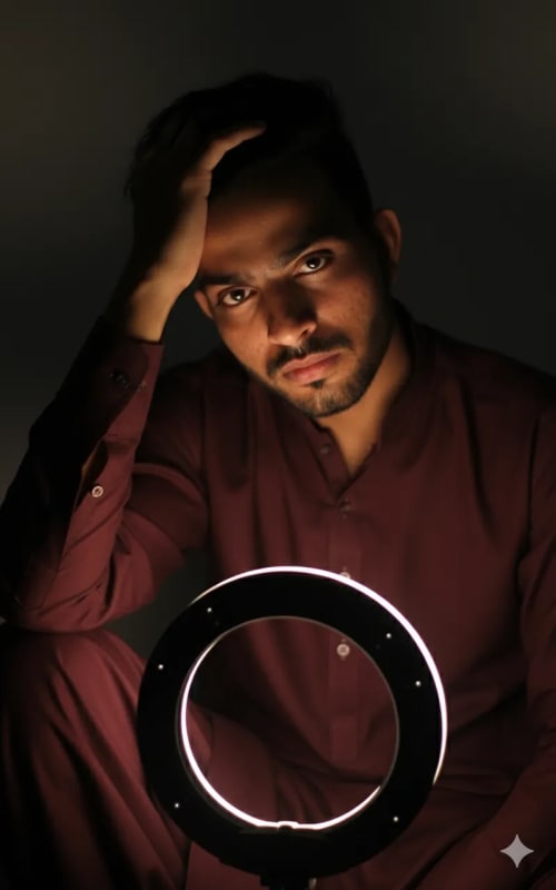 Pensive Young Man Portrait: Ring Light Photography - view 1