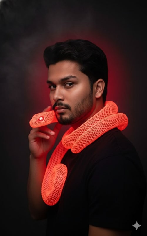 Neon Snake Portrait: Moody and Dramatic AI Art Prompt thumbnail 3