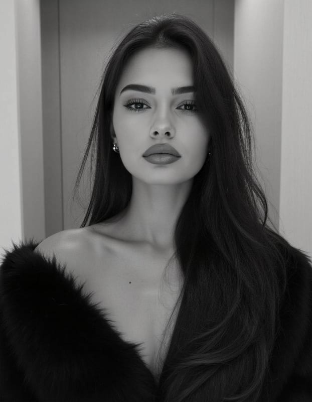 Icy Editorial Portrait: Black and White Fashion Photography thumbnail 2