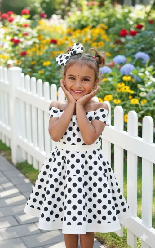 Polka Dot Dress Portrait: AI Fashion Photography thumbnail 2