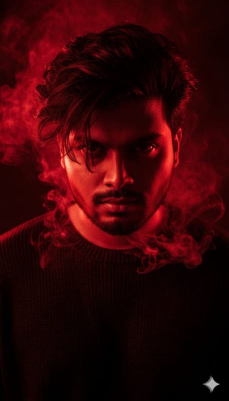 Crimson Haze: Cinematic Male Portrait - view 1