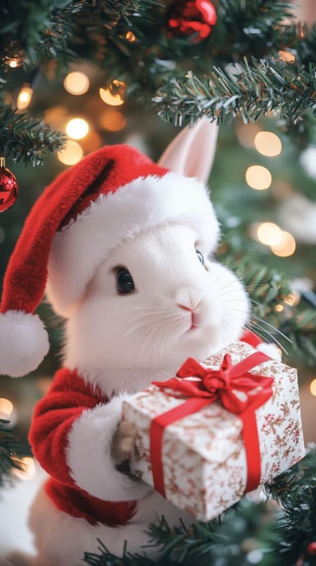 Festive Bunny: A Christmas Portrait in Photorealistic Style thumbnail 2