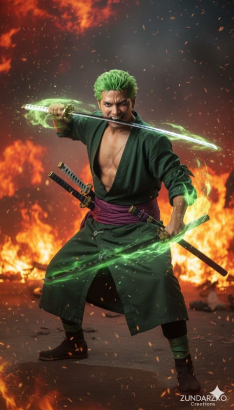 Realistic Roronoa Zoro Santoryu Cosplay - view 1