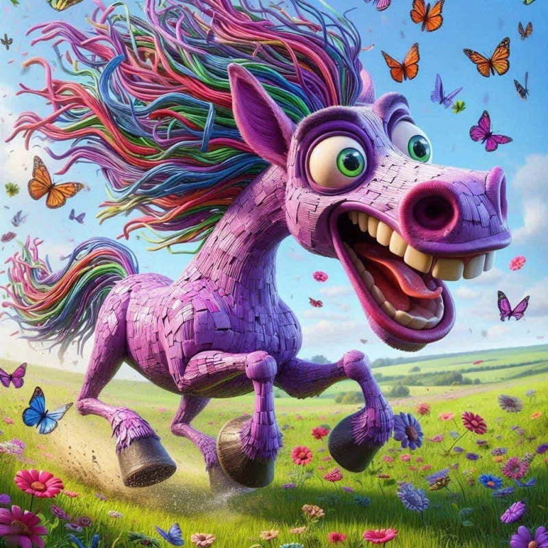 Whimsical Purple Horse Caricature Prompt thumbnail 2