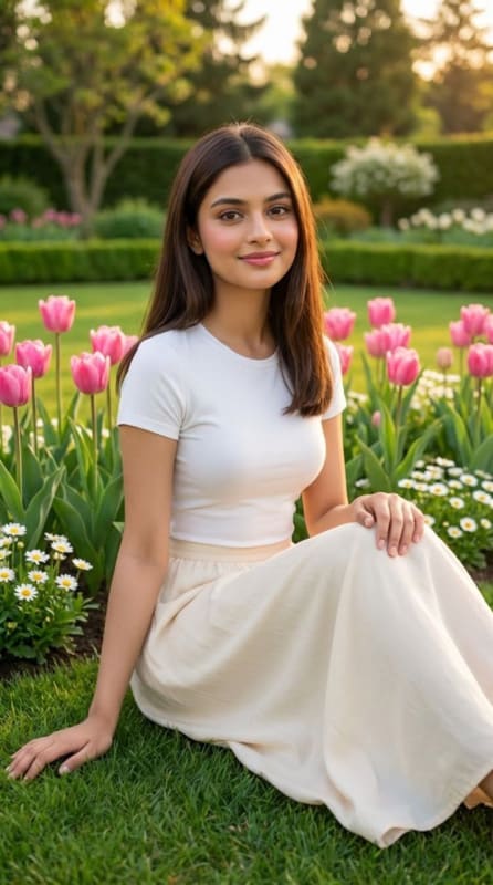Graceful Woman in Spring Garden thumbnail 4