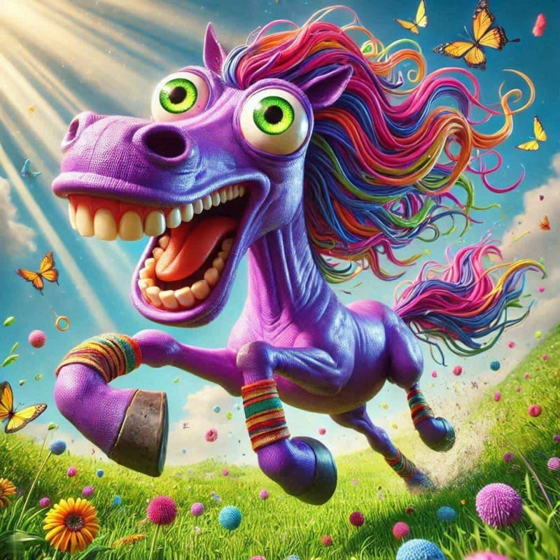 Whimsical Purple Horse Caricature Prompt thumbnail 3