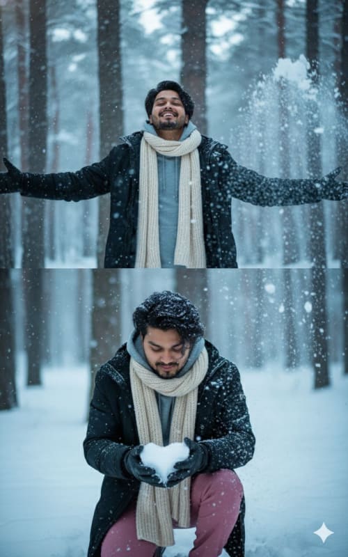 Emotional Winter Portrait Series in Snow-Covered Forest thumbnail 3
