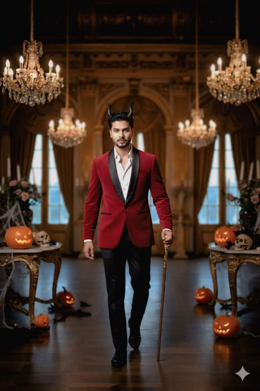 Stylish Devil Costume in Baroque Palace: AI Image Prompt - view 1
