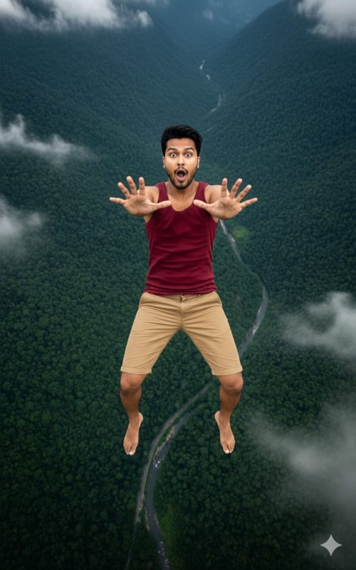 Photorealistic Mid-Air Portrait with Casual Hoodie Outfit thumbnail 3