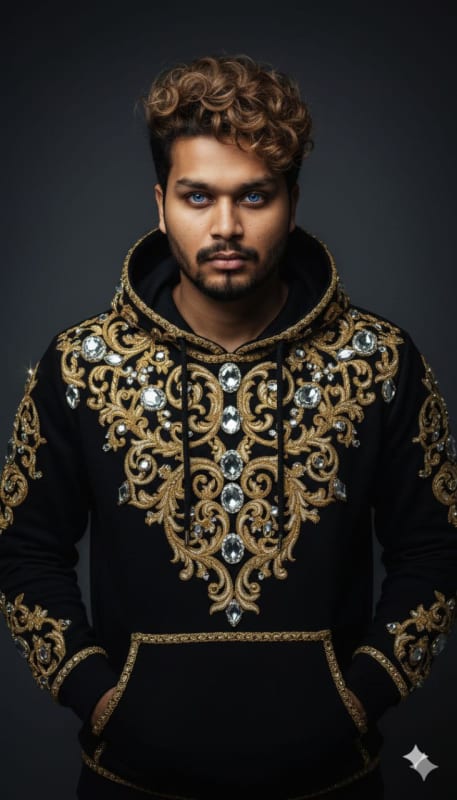 Opulent Baroque Hoodie Portrait - view 1