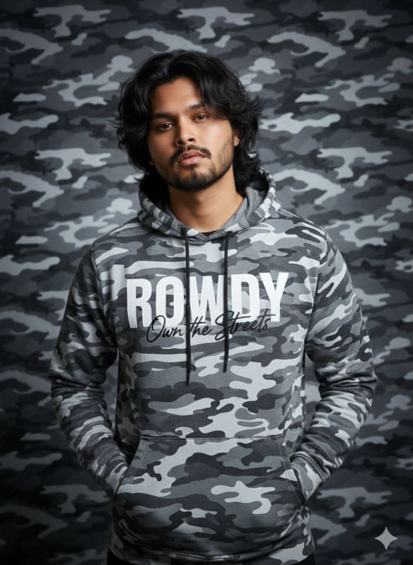 Camouflage Hoodie Portrait: Rowdy Street Style - view 1