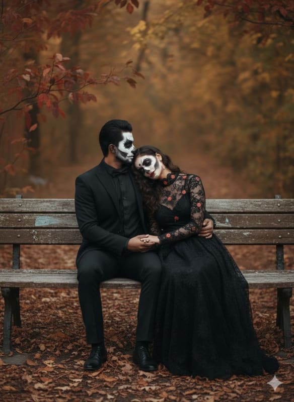 Gothic Día de los Muertos Couple Portrait Photography thumbnail 2