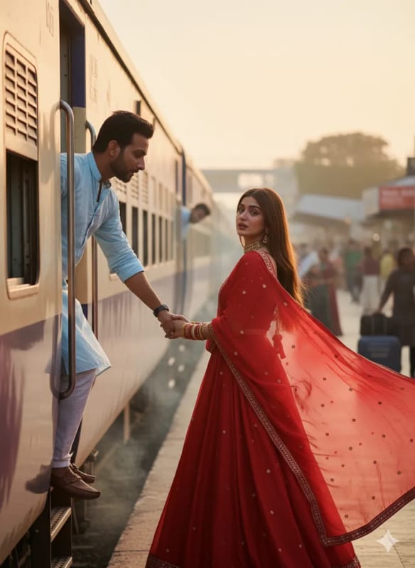 Romantic Train Station Farewell Scene - view 1