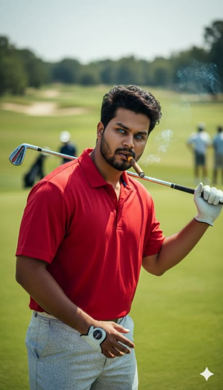 Cinematic Golfer Portrait with Cigar - view 1