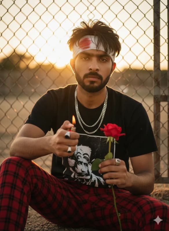 Stylish Boy with Rose in Golden Hour: AI Art Prompt thumbnail 3