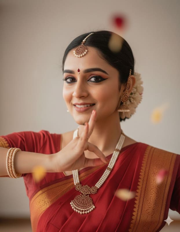 Realistic Bharatanatyam Dancer Studio Portrait thumbnail 2
