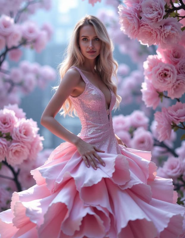 Fantasy Couture Bloom: Elegant Floral Fashion thumbnail 2