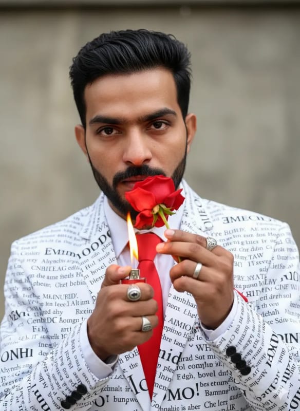 Stylish Man with Rose: High-Fashion Portrait thumbnail 2