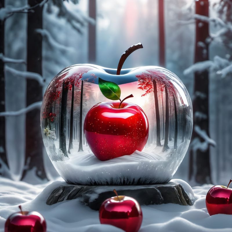 Epic Crystal Apple in Winter Forest: 8K Hyperrealistic Digital Painting thumbnail 3