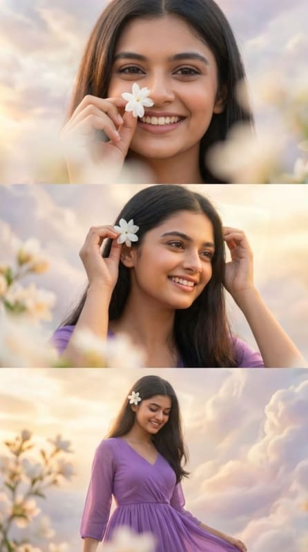 Ethereal Purple Floral Collage Portrait - view 1