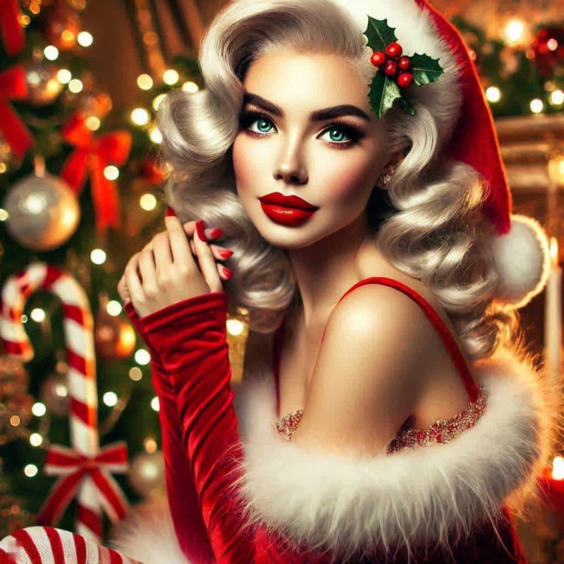 Pin-Up Santa Girl: Retro Christmas Glamour thumbnail 8