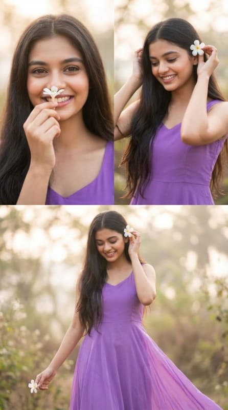 Ethereal Purple Floral Collage Portrait thumbnail 4