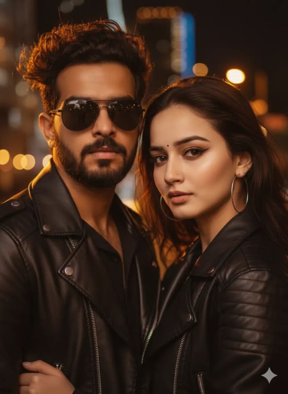 Dramatic Portrait of a Stylish Man in Leather Jacket - view 1